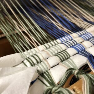 Woven Blue Green Fabric at the beginning